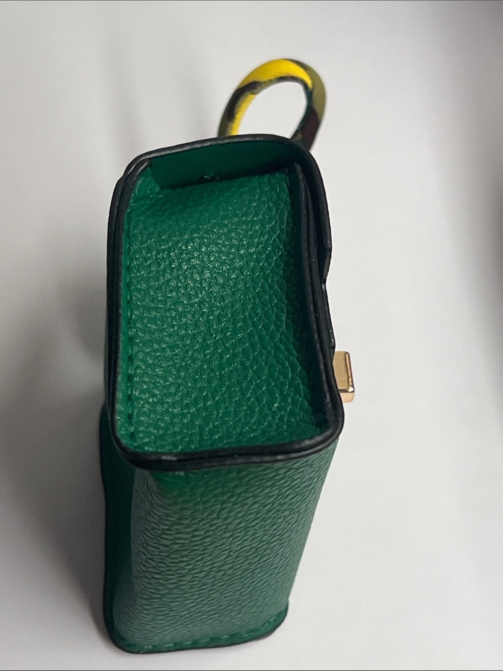 Green Mini Crossbody Key Chain Bag or Charm w/Gold Hardware & Mini Scarf 3x2x1 - Picture 2 of 10